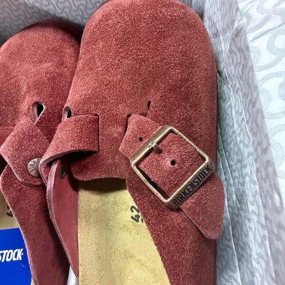 Birkenstock Boston Suede Maroon Burgundy Clogs Mens 9 Womens 11 EU 42 NEW W Box - Picture 7 of 11